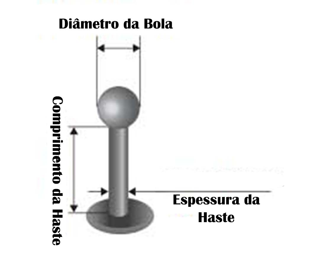 Piercing Orelha Aço Cirúrgico Base Reta e Bolinha P