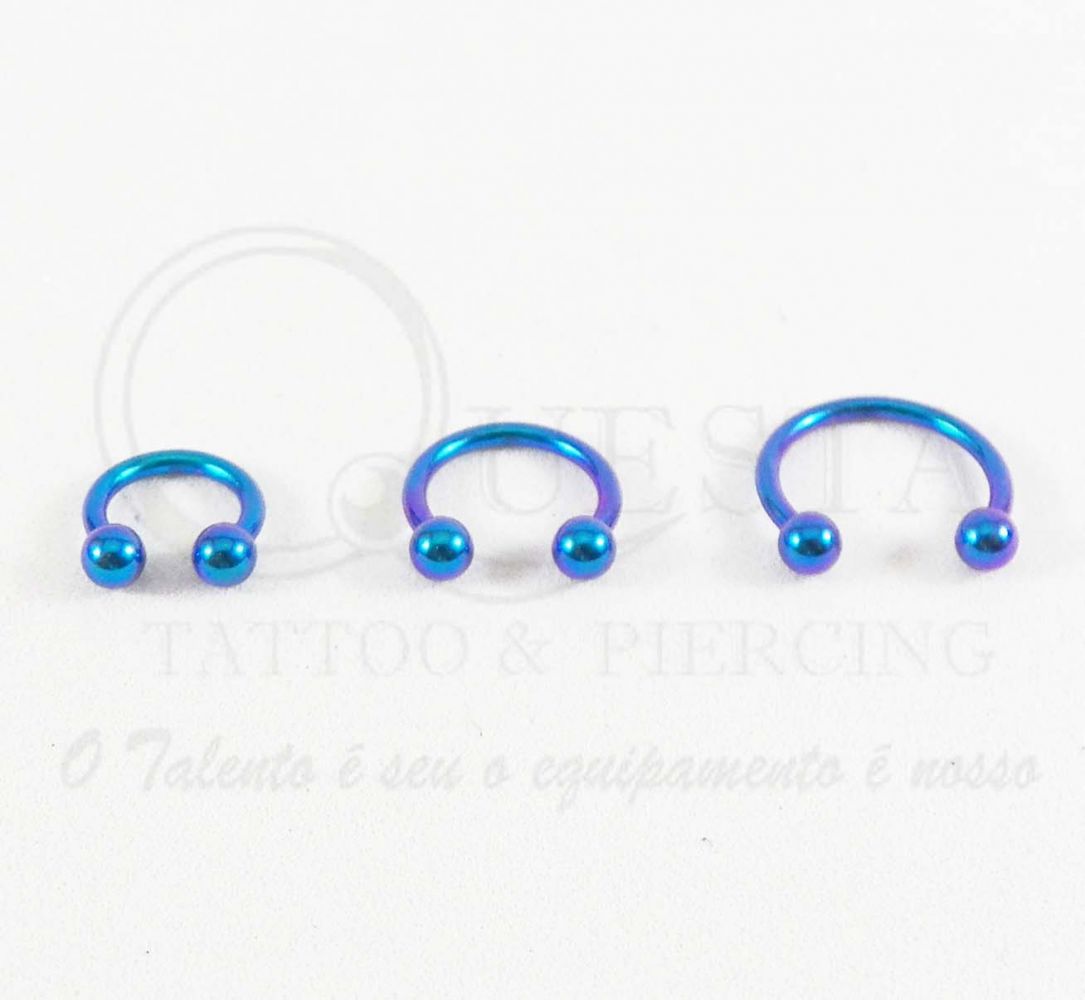 Questa Tattoo e Piercing Circular Barbell Aço PVD AZUL 1.2mm PVD08