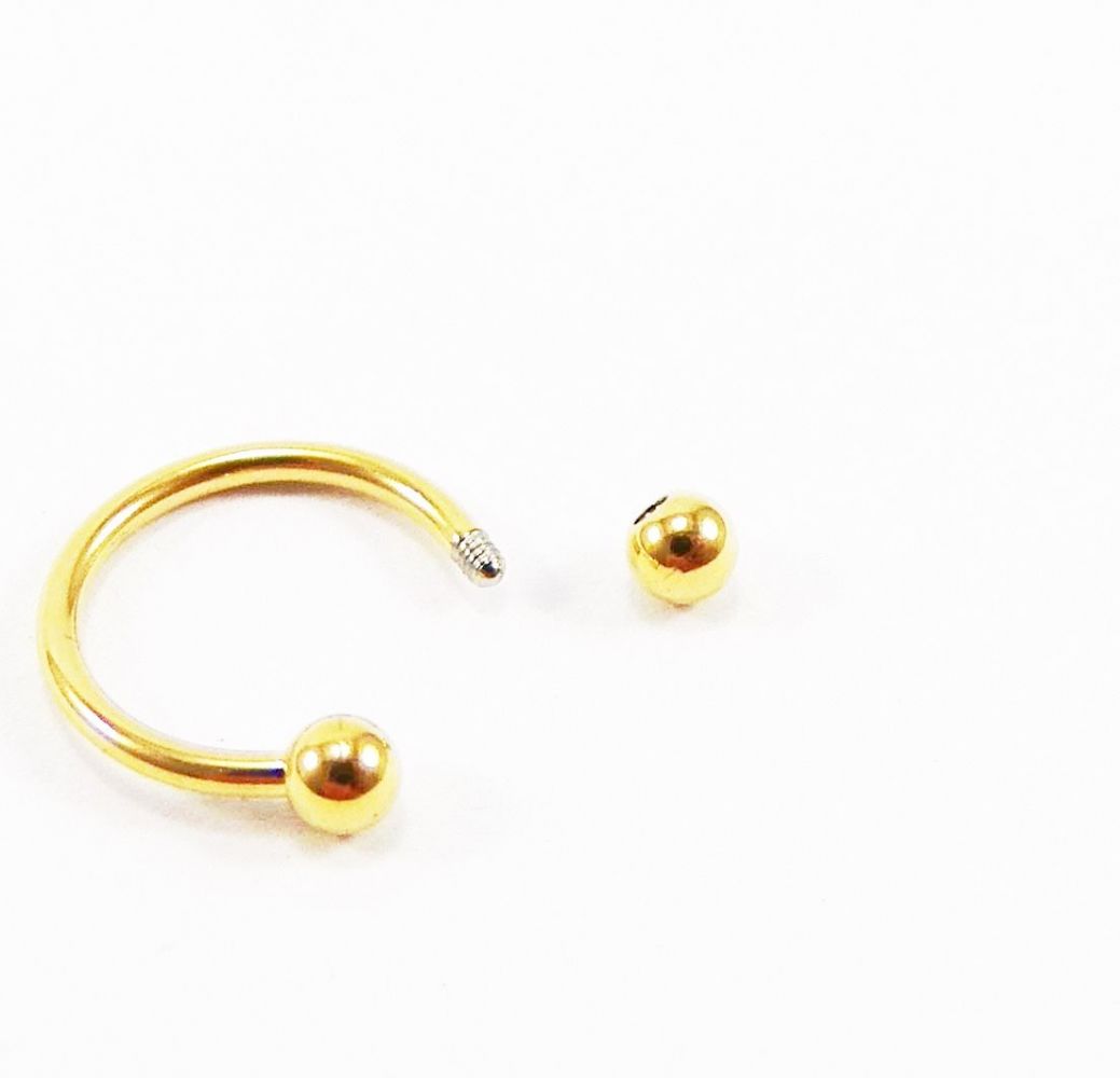 Questa Tattoo e Piercing Circular Barbell Aço PVD DOURADO 1.2mm PVD06